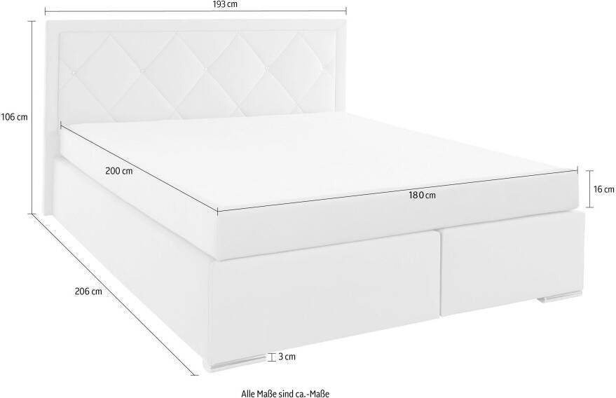 Leonique Boxspring Alfie bestseller optioneel met bedlade met strassteentjes in het hoofdbord h2 h3 en h4 ter keuze - Foto 6