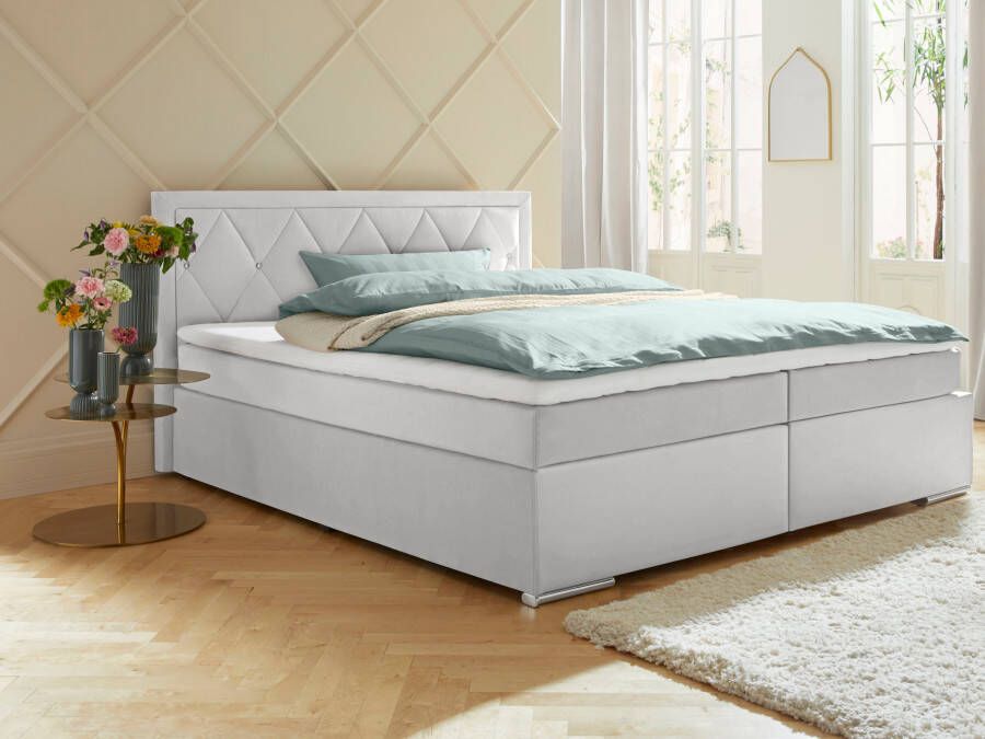 Leonique Boxspring Alfie bestseller optioneel met bedlade met strassteentjes in het hoofdbord h2 h3 en h4 ter keuze - Foto 2