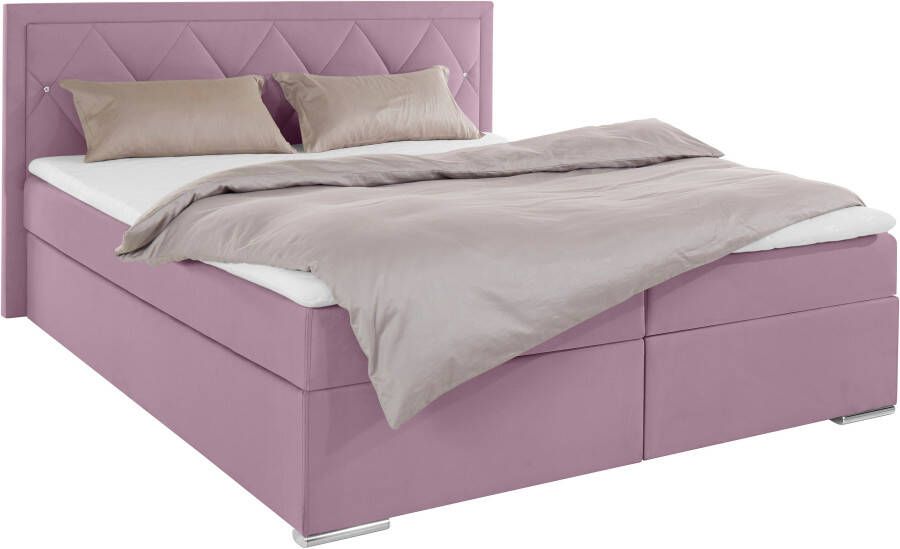 Leonique Boxspring Alfie bestseller optioneel met bedlade met strassteentjes in het hoofdbord h2 h3 en h4 ter keuze - Foto 8