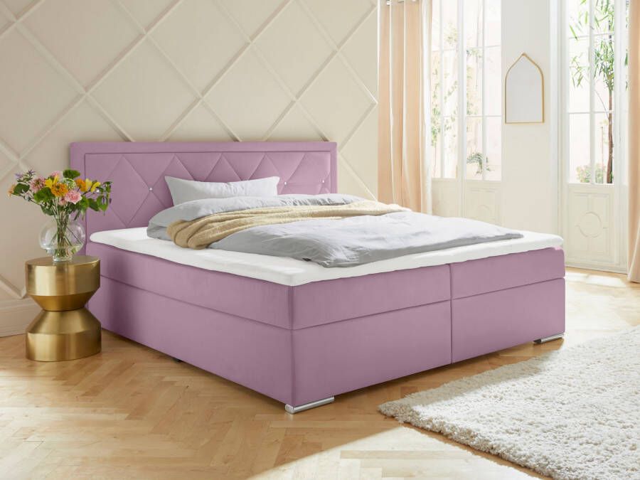 Leonique Boxspring Alfie bestseller optioneel met bedlade met strassteentjes in het hoofdbord h2 h3 en h4 ter keuze - Foto 2