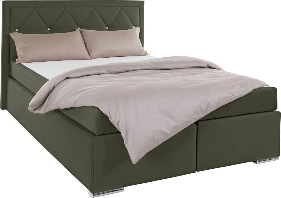 Leonique Boxspring Alfie bestseller optioneel met bedlade met strassteentjes in het hoofdbord h2 h3 en h4 ter keuze - Foto 3