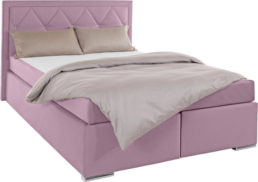 Leonique Boxspring Alfie bestseller optioneel met bedlade met strassteentjes in het hoofdbord h2 h3 en h4 ter keuze - Foto 4