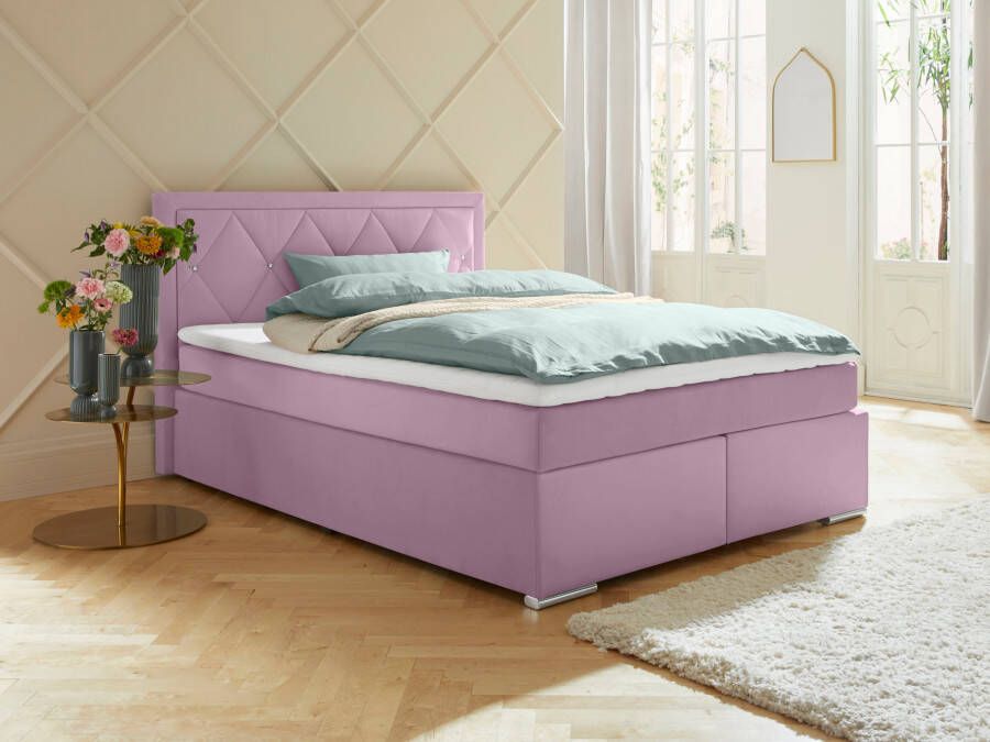 Leonique Boxspring Alfie bestseller optioneel met bedlade met strassteentjes in het hoofdbord h2 h3 en h4 ter keuze - Foto 3