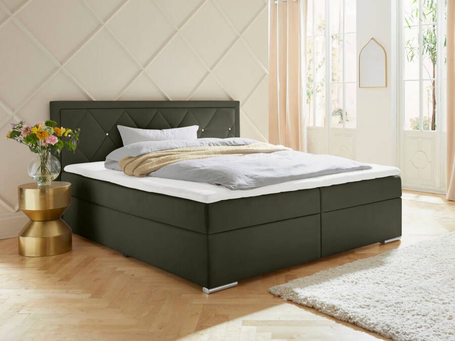 Leonique Boxspring Alfie bestseller optioneel met bedlade met strassteentjes in het hoofdbord h2 h3 en h4 ter keuze - Foto 1