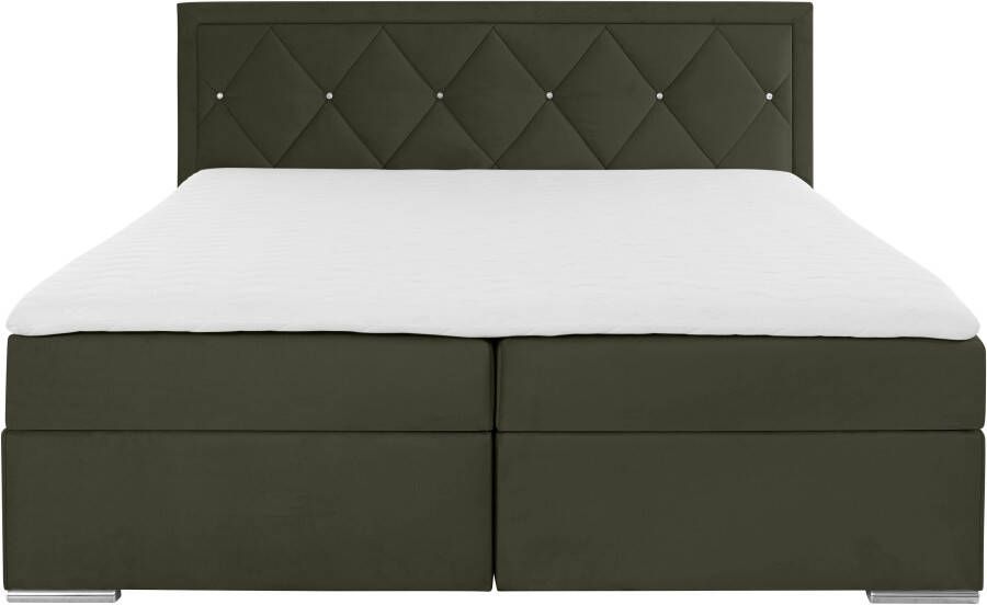 Leonique Boxspring Alfie bestseller optioneel met bedlade met strassteentjes in het hoofdbord h2 h3 en h4 ter keuze - Foto 6