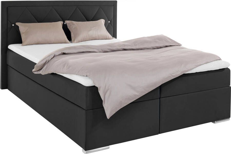 Leonique Boxspring Alfie bestseller optioneel met bedlade met strassteentjes in het hoofdbord h2 h3 en h4 ter keuze - Foto 4