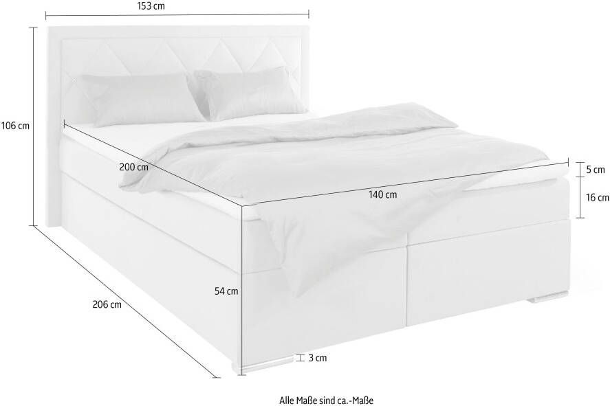 Leonique Boxspring Alfie bestseller optioneel met bedlade met strassteentjes in het hoofdbord h2 h3 en h4 ter keuze - Foto 9