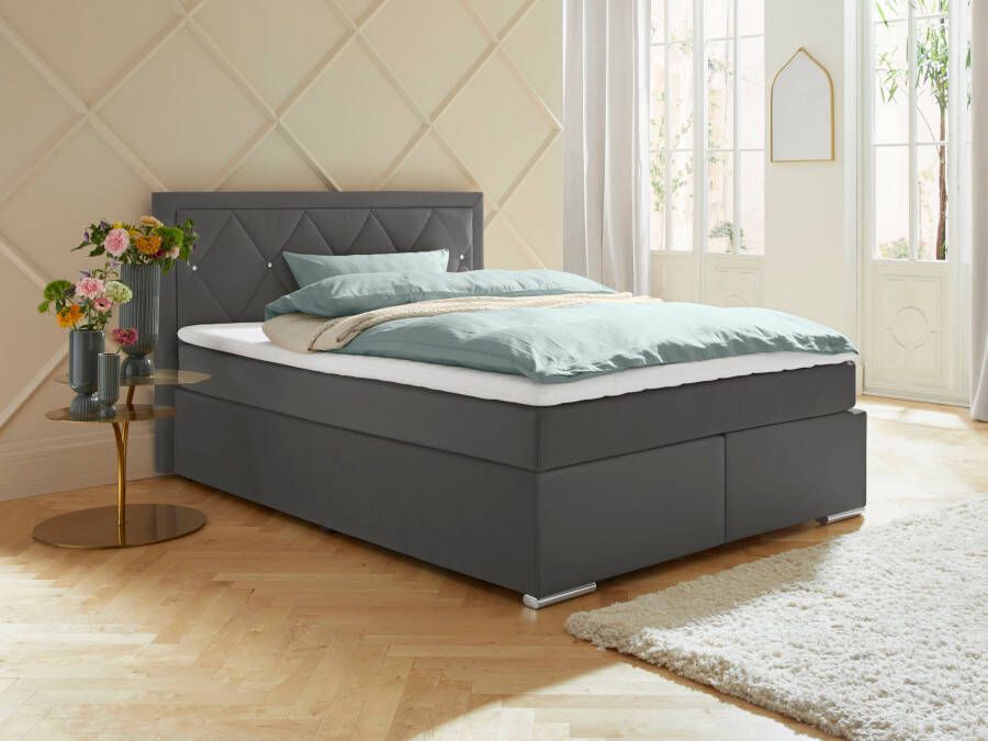 Leonique Boxspring Alfie bestseller optioneel met bedlade met strassteentjes in het hoofdbord h2 h3 en h4 ter keuze - Foto 2