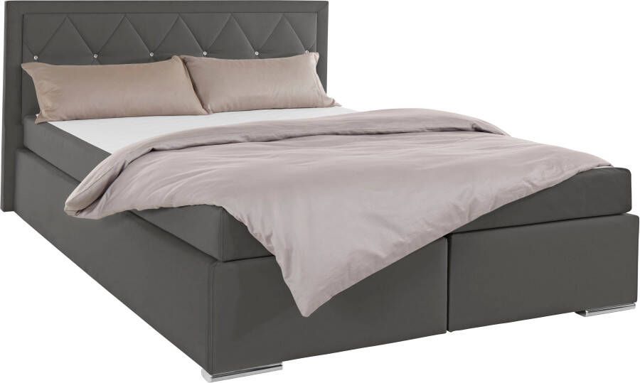 Leonique Boxspring Alfie bestseller optioneel met bedlade met strassteentjes in het hoofdbord h2 h3 en h4 ter keuze - Foto 6