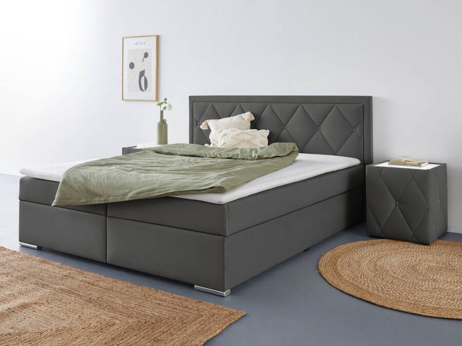 Leonique Boxspring Alfie bestseller optioneel met bedlade met capitonnage in het hoofdbord h2 h3 en h4 ter keuze - Foto 2