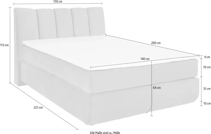 Leonique Boxspring Océane Los van de vloer- werkt vrijzwevend verschillende hardheden (ook H4) - Foto 5