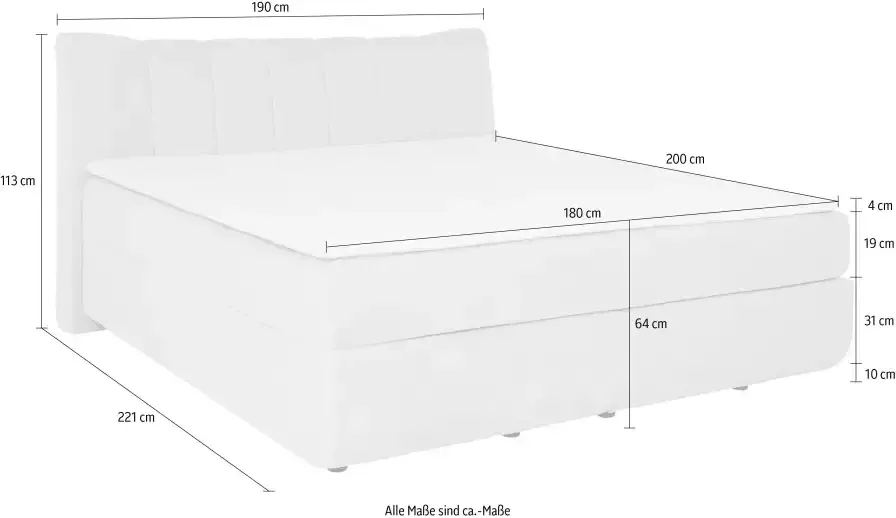 Leonique Boxspring Océane Los van de vloer- werkt vrijzwevend verschillende hardheden (ook H4) - Foto 6
