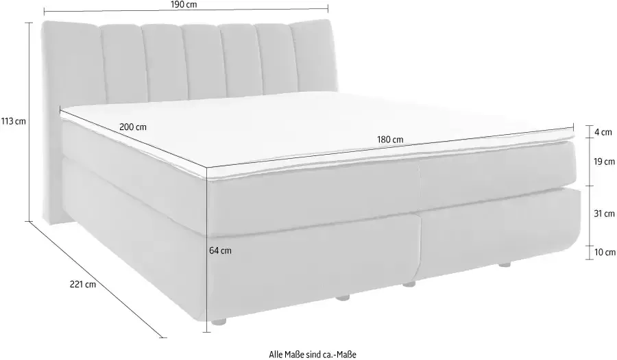 Leonique Boxspring Océane Los van de vloer- werkt vrijzwevend verschillende hardheden (ook H4) - Foto 6