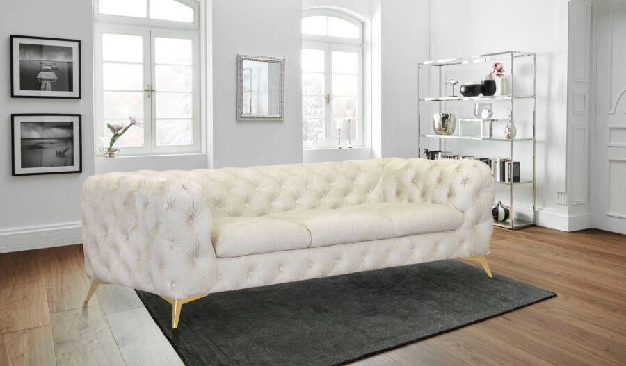 Leonique Chesterfield-bank Glynis luxueuze capitonnage moderne chesterfield look kleur van de poten ter keuze - Foto 5