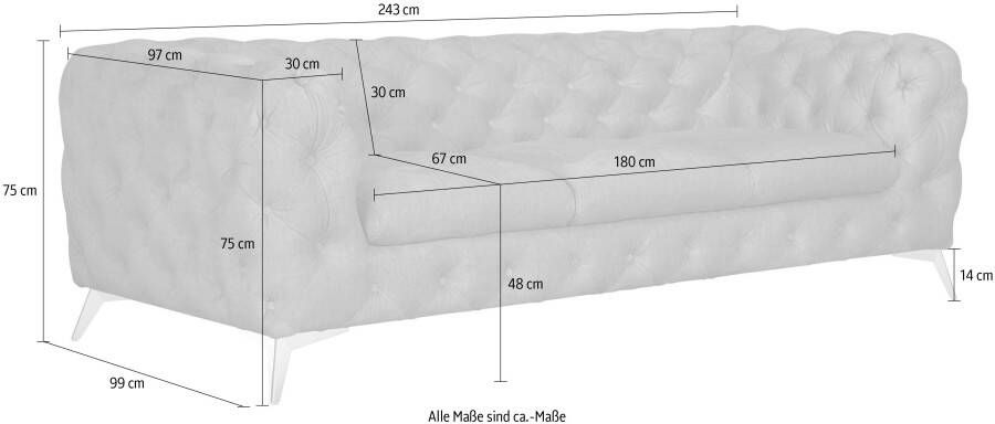 Leonique Chesterfield-bank Glynis luxueuze capitonnage moderne chesterfield look kleur van de poten ter keuze - Foto 6