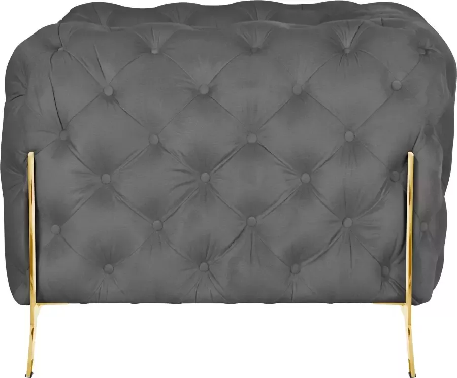 Leonique Chesterfield-fauteuil Amaury luxueuze capitonnage in een moderne look naar keuze voeten in chroomkleur goudkleur of zwart