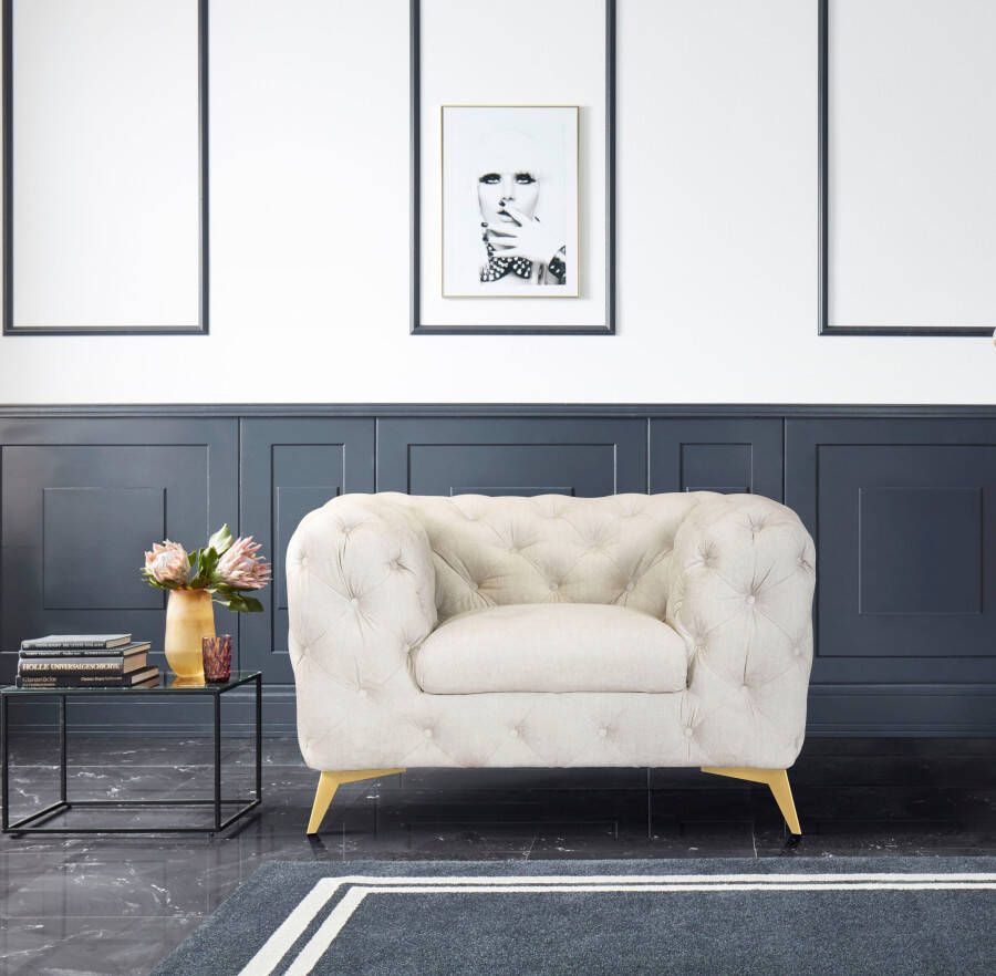 Leonique Chesterfield-fauteuil Glynis luxueuze capitonnage moderne chesterfield look kleur van de poten ter keuze - Foto 2