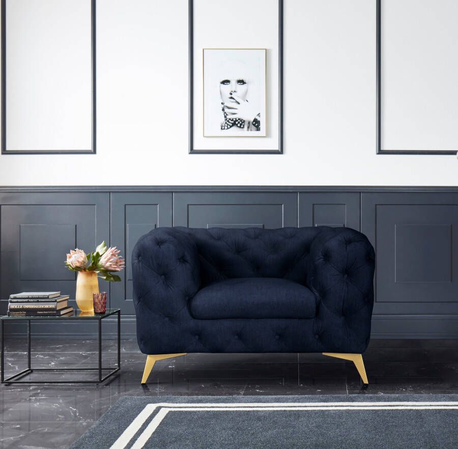 Leonique Chesterfield-fauteuil Glynis luxueuze capitonnage moderne chesterfield look kleur van de poten ter keuze - Foto 2