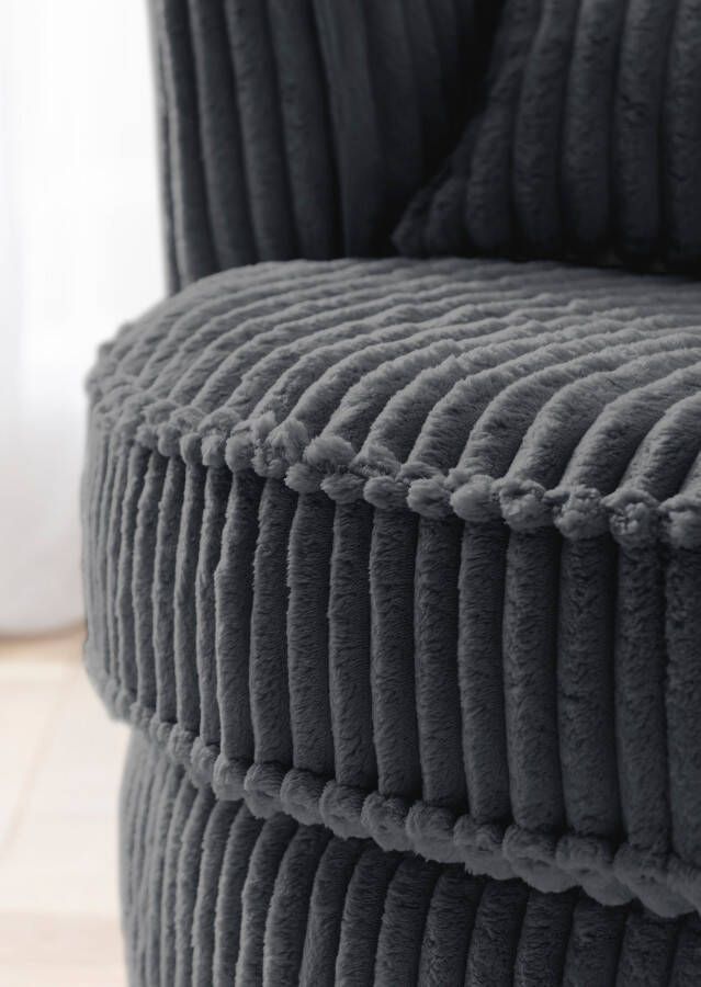 Leonique Draaibare fauteuil Maisie Set aanbieding in MEGA CORD ribfluweel grote fauteuil draaibaar met bijpassende voetenbank poef (2 stuks) - Foto 3