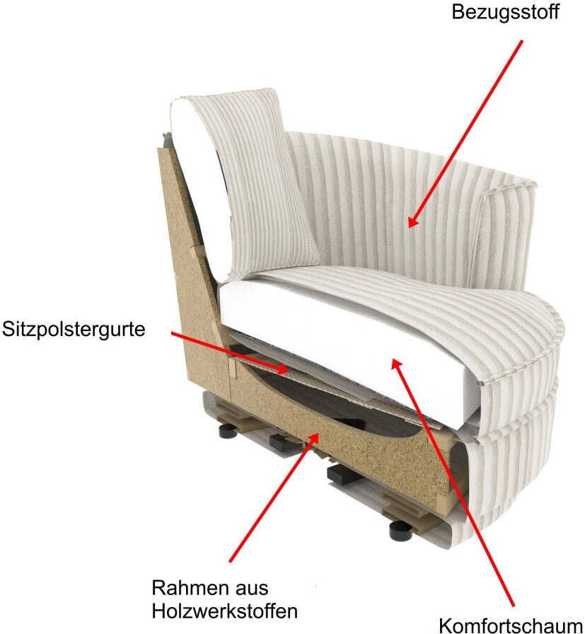 Leonique Draaibare fauteuil Maisie trendy stof mega cord 360 graden draaibaar met 1 sierkussen 55 x 40 cm - Foto 2