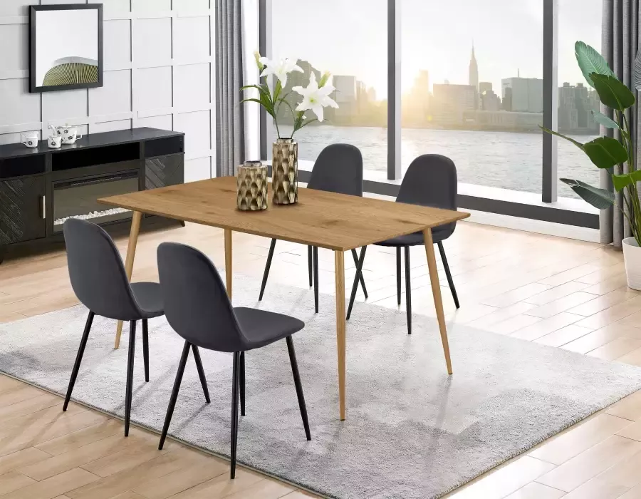 Leonique Eethoek Eadwine TOPSELLER! Tafel plus 4 stoelen zitgroep bestaande uit eettafel 160 cm en 4 eetkamerstoelen gestoffeerde stoelen (set 5-delig) - Foto 3