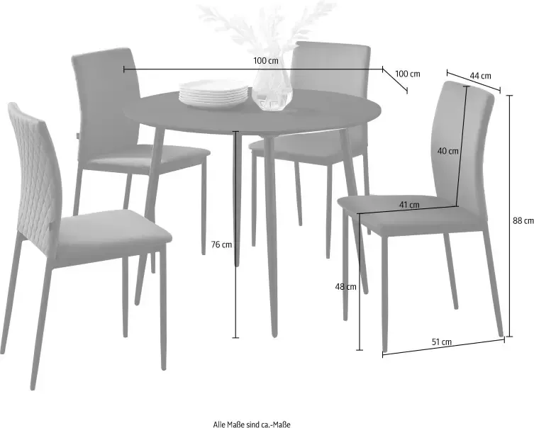 Leonique Eethoek Pavia Eadwine Eettafel en eetkamerstoelen hoogte tafelblad 76 cm zithoogte 48 cm (set 5-delig) - Foto 2
