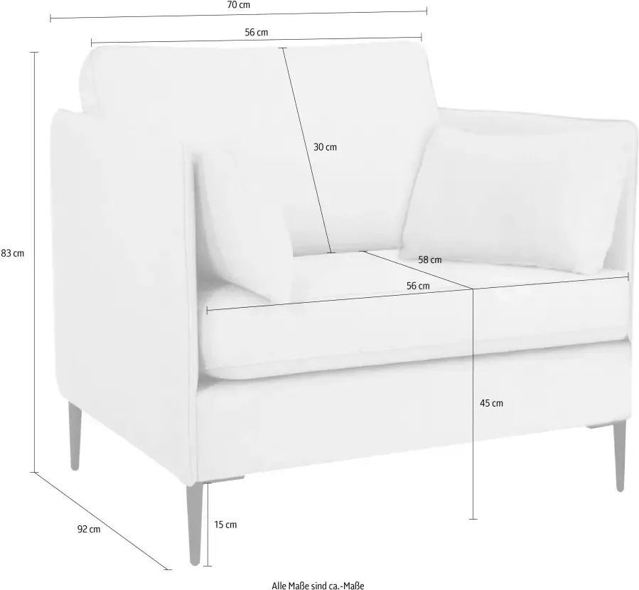 Leonique Fauteuil Light inclusief losse sierkussens met smalle armleuningen en telescooppoten - Foto 3