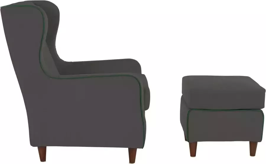 INOSIGN Oorfauteuil Rhada met contrastkleurige opstaande naad bxdxh: 73x85x99 cm - Foto 6