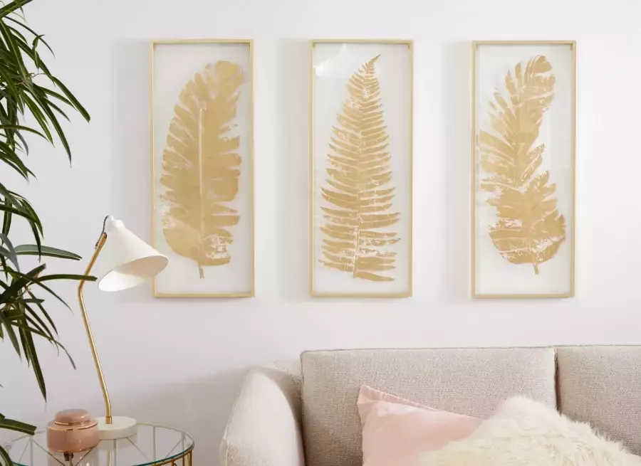 Leonique Sierobject voor aan de wand Wanddecoratie met mooie bladmotieven woonkamer (set 3 stuks) - Foto 3