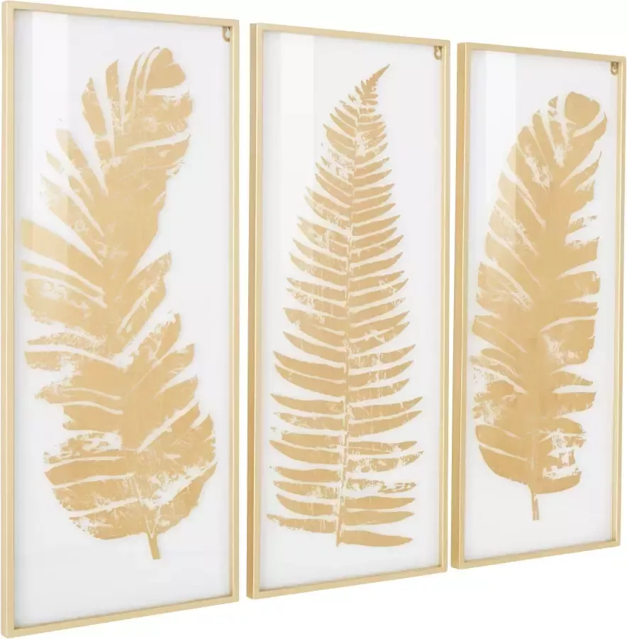 Leonique Sierobject voor aan de wand Wanddecoratie met mooie bladmotieven woonkamer (set 3 stuks) - Foto 1