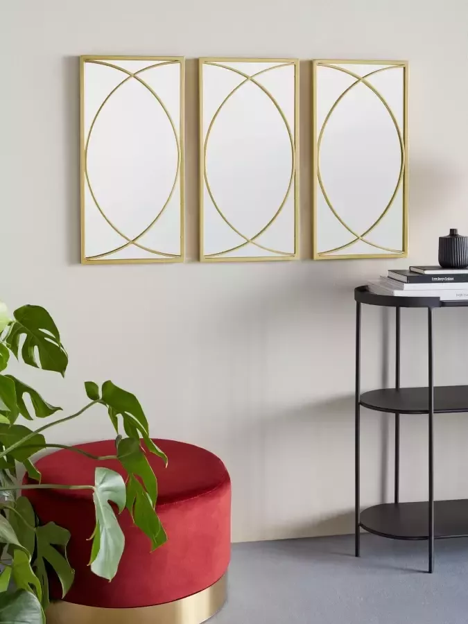 Leonique Sierspiegel Noyon Wandspiegel metalen frame goudkleur (3 stuks) - Foto 2
