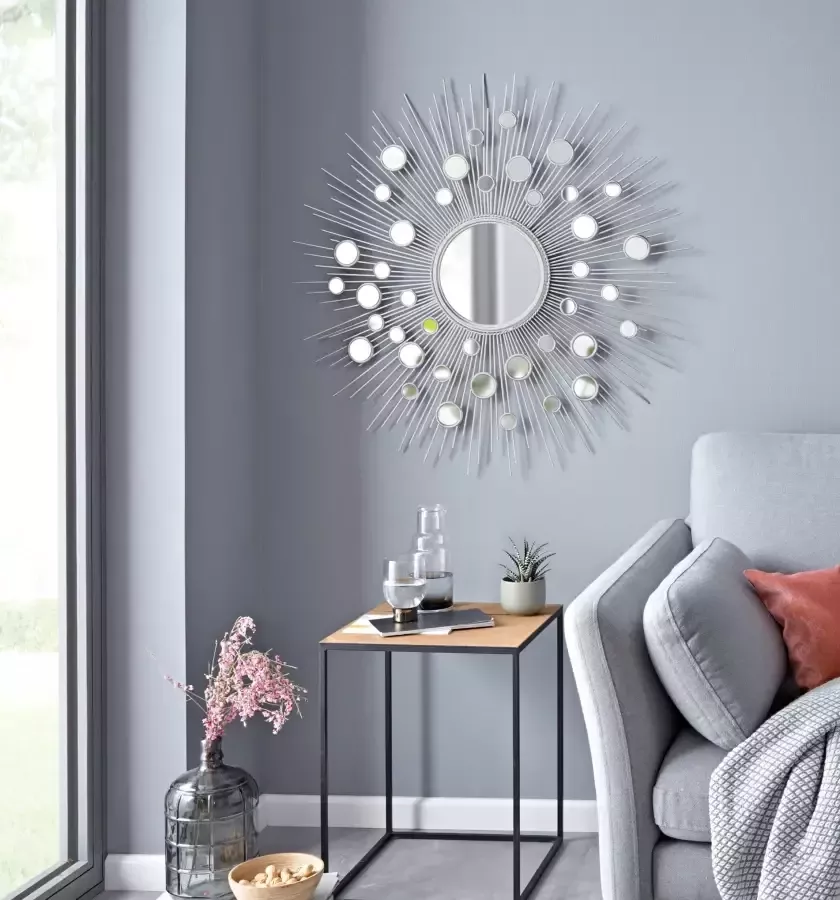 Leonique Sierspiegel Spiegel zilver Wandspiegel zon rond ø 81 cm frame van metaal - Foto 3