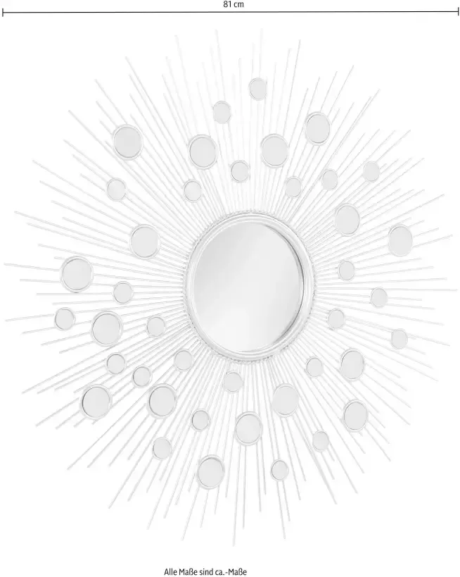 Leonique Sierspiegel Spiegel zilver Wandspiegel zon rond ø 81 cm frame van metaal - Foto 6