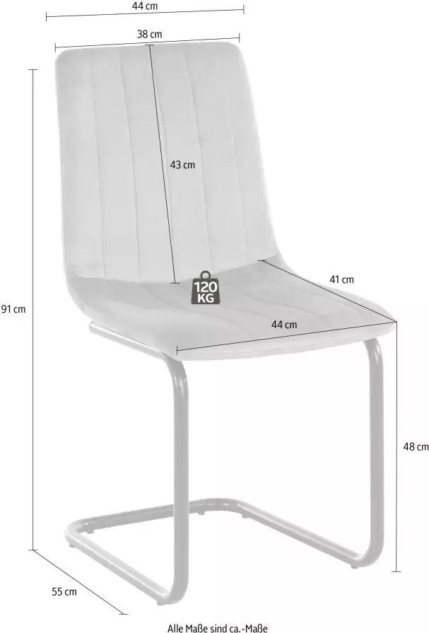 Leonique Vrijdragende stoel Marcela zitting in veloursstof naden aan de zitoppervlak zithoogte 48 cm - Foto 2