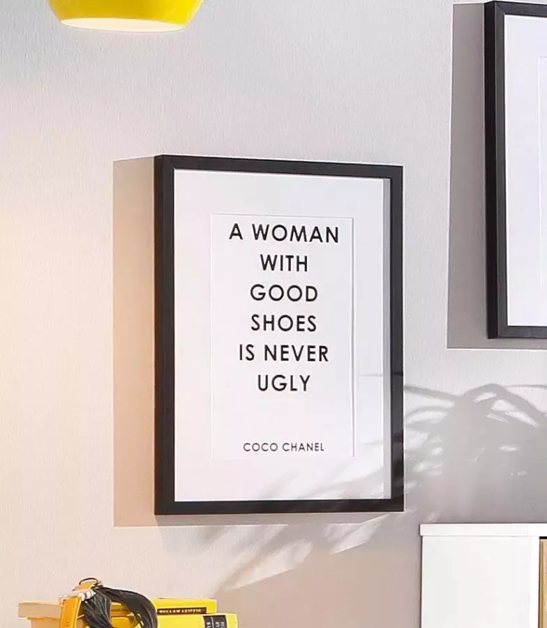 Leonique Wanddecoratie Zitat Coco Chanel HD premium posterdruk incl. houten lijst - Foto 2