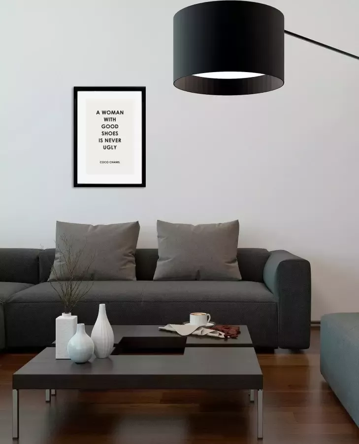 Leonique Wanddecoratie Zitat Coco Chanel HD premium posterdruk incl. houten lijst - Foto 3