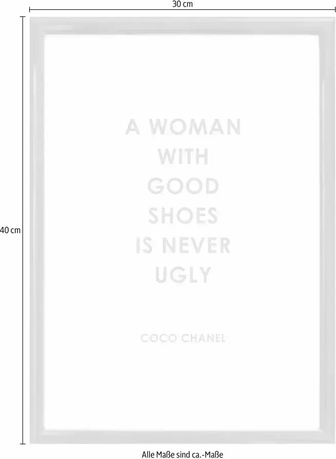 Leonique Wanddecoratie Zitat Coco Chanel HD premium posterdruk incl. houten lijst - Foto 4