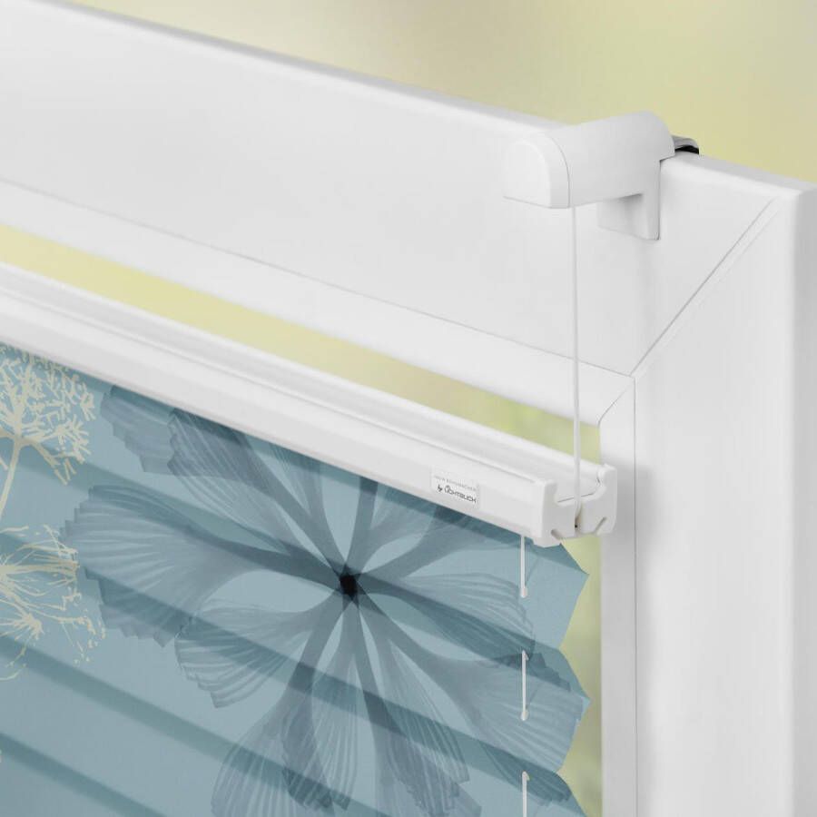 LICHTBLICK Plissé Klemmfix zonder boren ondoorzichtig aqua in bloemmotief blauw (1 stuk) - Foto 2