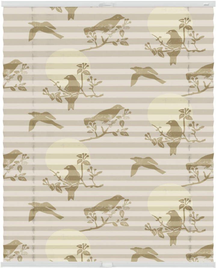 LICHTBLICK Plissé Klemmfix zonder boren ondoorzichtig Moon Birds beige (1 stuk) - Foto 3