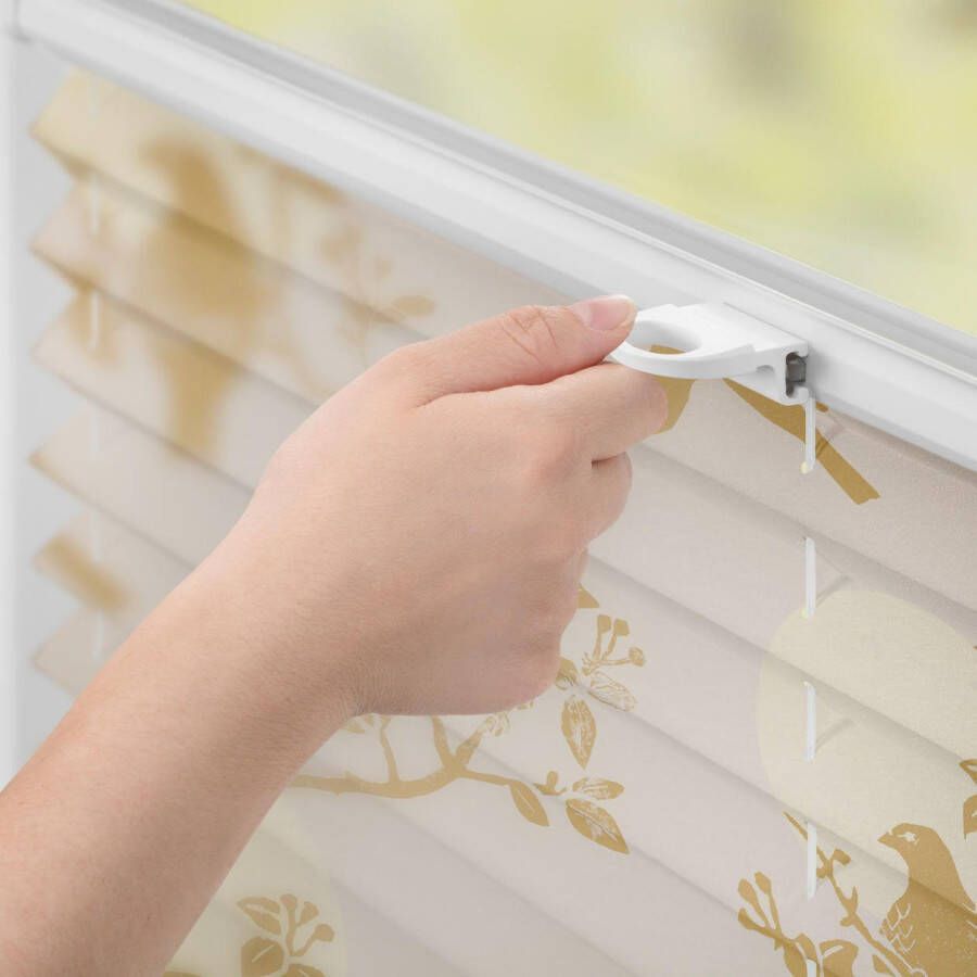 LICHTBLICK Plissé Klemmfix zonder boren ondoorzichtig Moon Birds beige (1 stuk) - Foto 2