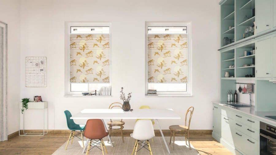 LICHTBLICK Plissé Klemmfix zonder boren ondoorzichtig Moon Birds beige (1 stuk) - Foto 4