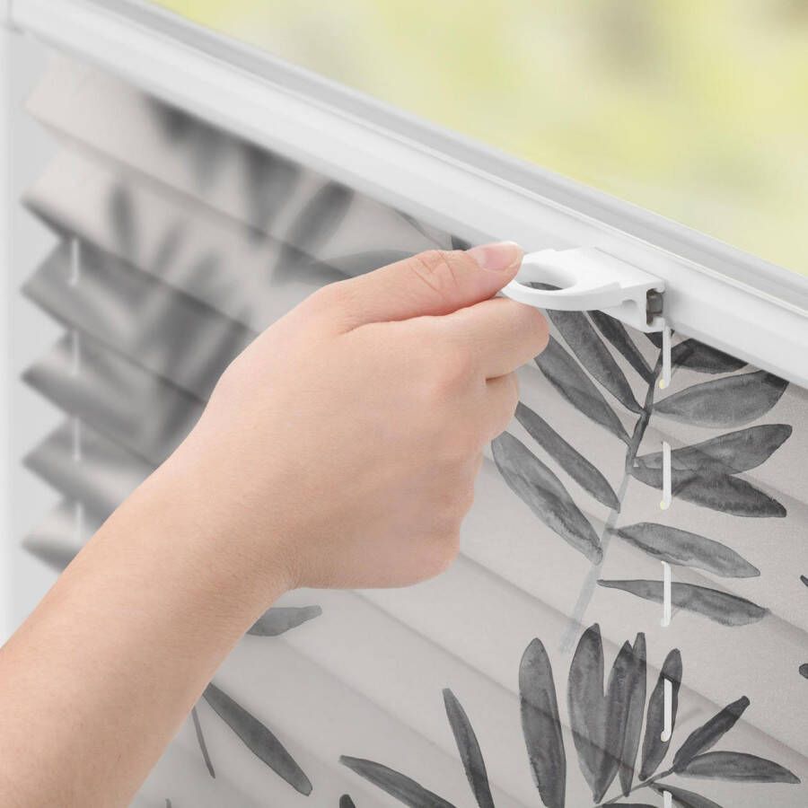 LICHTBLICK Plissé Klemmfix zonder boren ondoorzichtig black Watercolor branches (1 stuk)