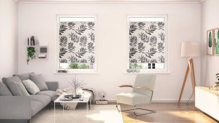 LICHTBLICK Plissé Klemmfix zonder boren ondoorzichtig black Watercolor branches (1 stuk) - Foto 4