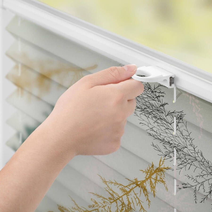 LICHTBLICK Plissé Klemmfix zonder boren ondoorzichtig Fir Branches groen (1 stuk)