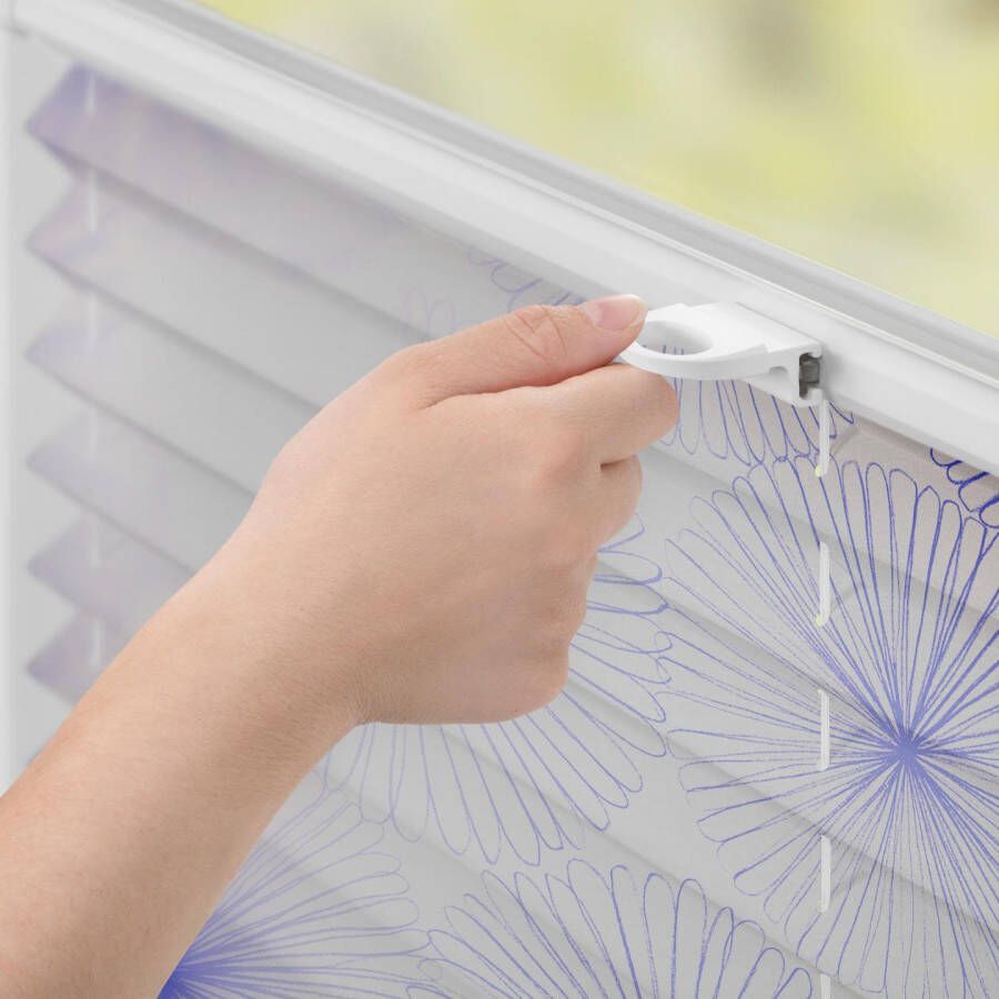 LICHTBLICK Plissé Klemmfix zonder boren ondoorzichtig flower wheel blauw (1 stuk)