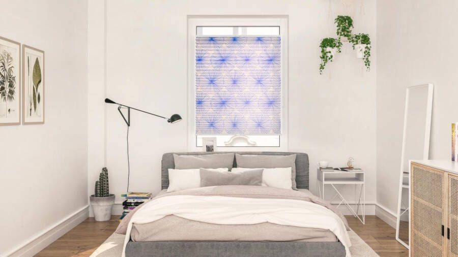 LICHTBLICK Plissé Klemmfix zonder boren ondoorzichtig flower wheel blauw (1 stuk) - Foto 4