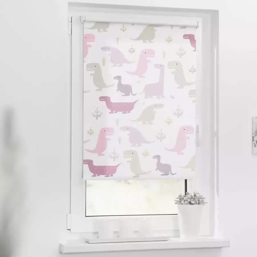 LICHTBLICK Rolgordijn met zijbediening Klemmfix digitaal Dino (1 stuk)