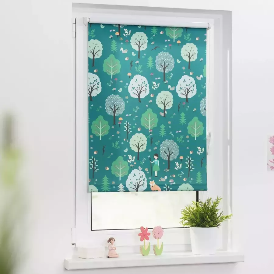 LICHTBLICK Rolgordijn met zijbediening Klemmfix digitaal Leni (1 stuk)