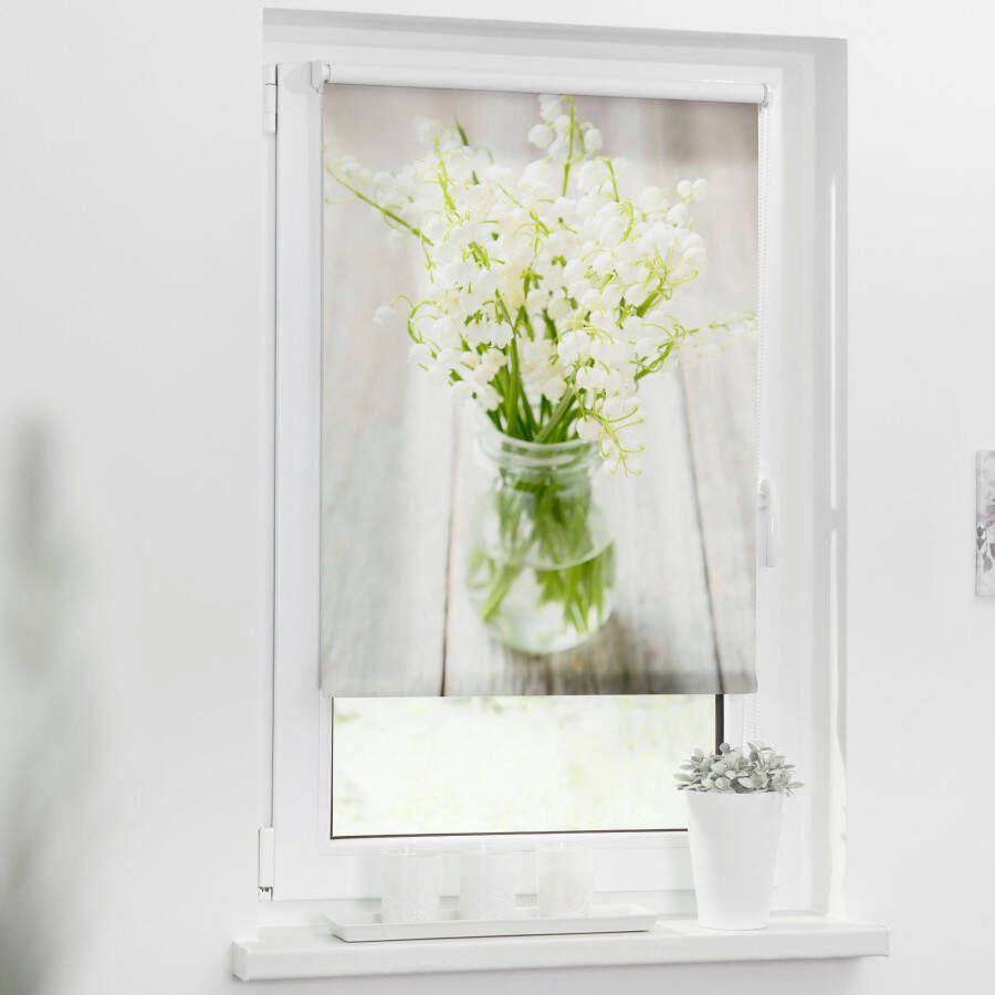 LICHTBLICK Rolgordijn met zijbediening Klemmfix motief lelietje-van-dalen (1 stuk)