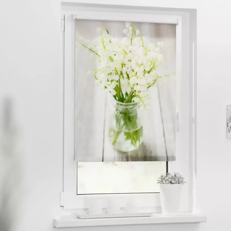 LICHTBLICK Rolgordijn met zijbediening Klemmfix motief lelietje-van-dalen (1 stuk)